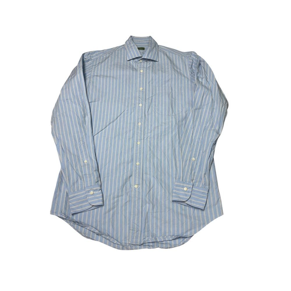 Sid Mashburn Mens Blue White Striped Cotton Button Down Shirt Spread Collar M